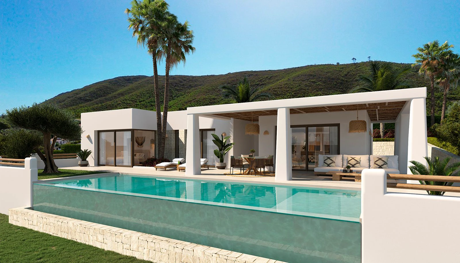 Moderna villa de nueva construcción con vistas panorámicas al Montgó en Jávea.