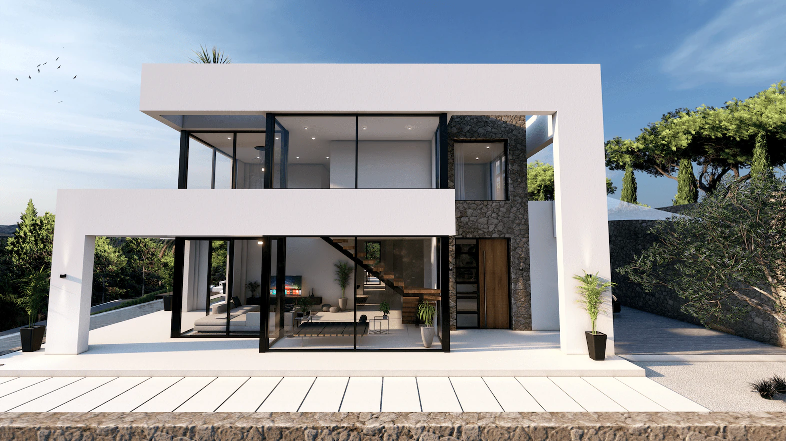 Vue panoramique sur la mer villa moderne à Benissa Costa