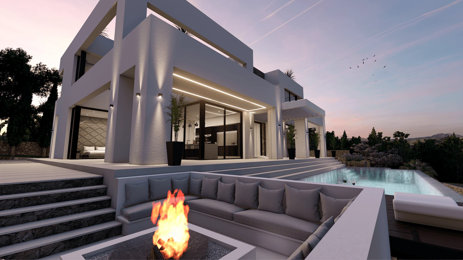 Vue panoramique sur la mer villa moderne à Benissa Costa