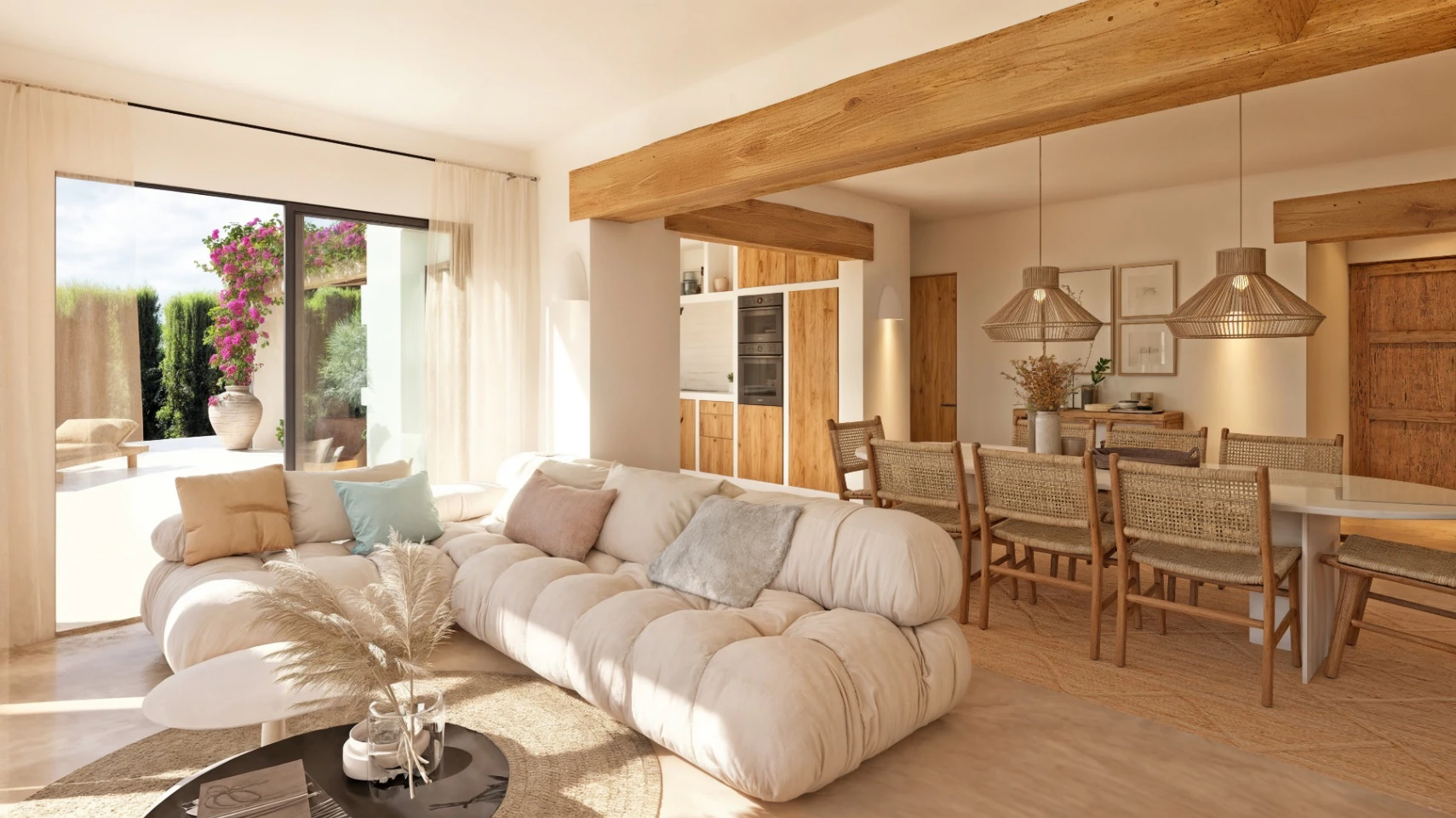 Exclusive Ibiza-style villa with panoramic sea and mountain views in Moraira
