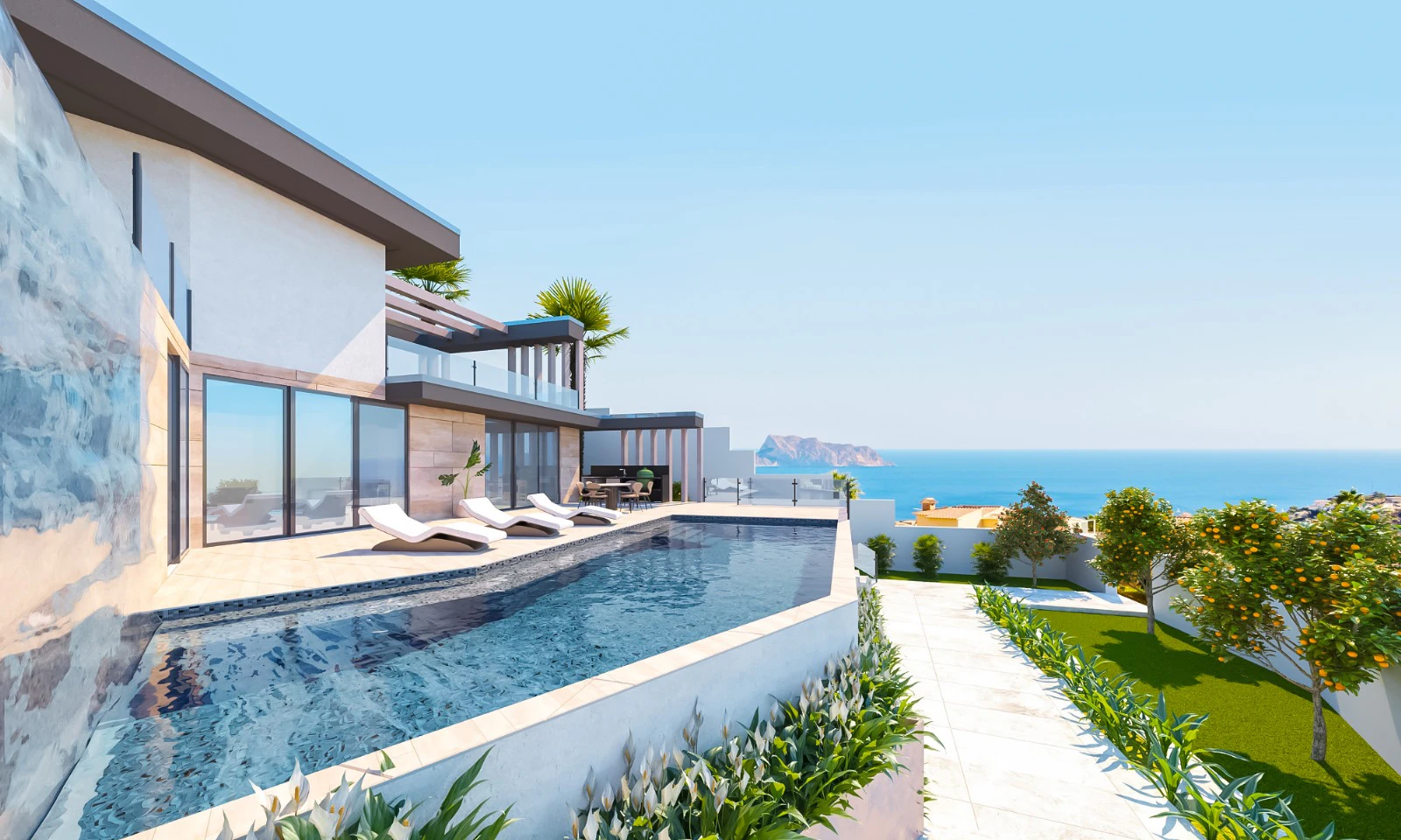 Moderne design villa mit spektakulärem meerblick und luxuriöser ausstattung