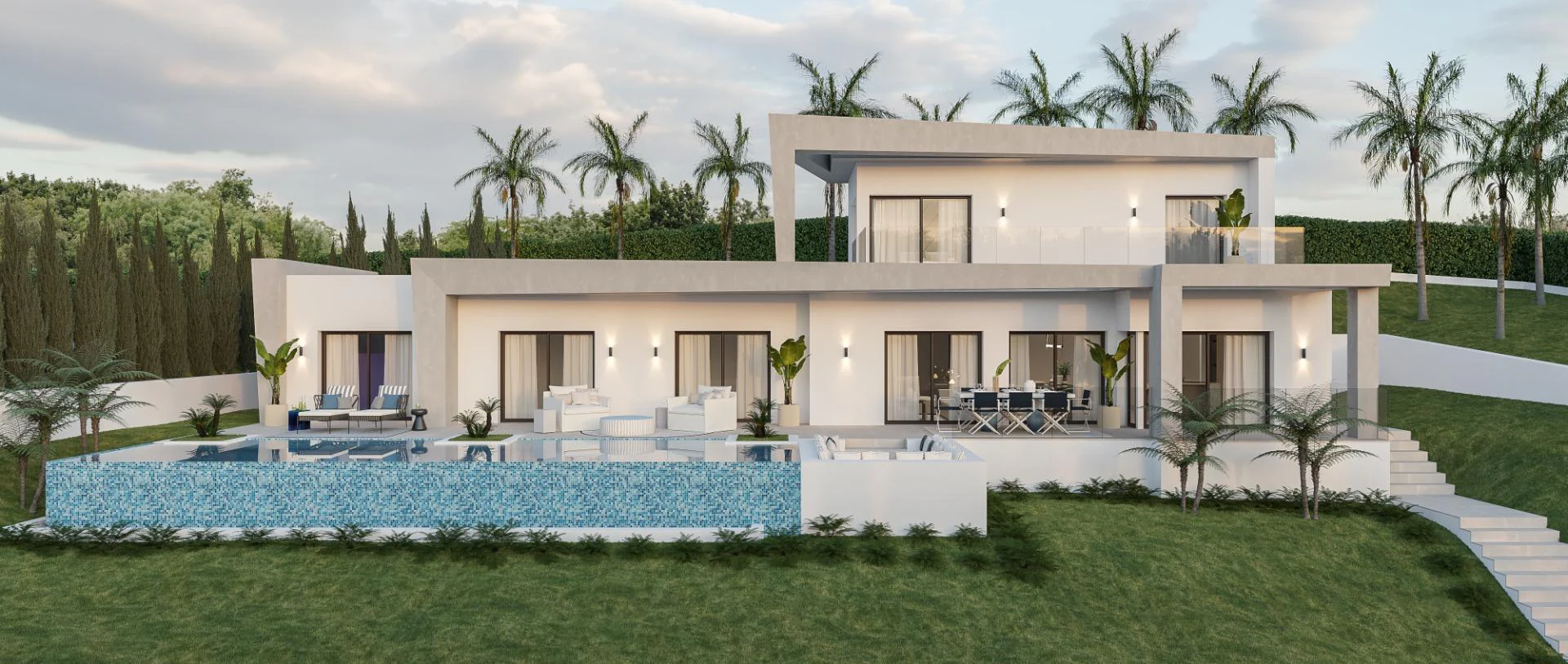 VILLA MODERNA EN JÁVEA CON VISTAS A LA MONTAÑA Y AL MAR.