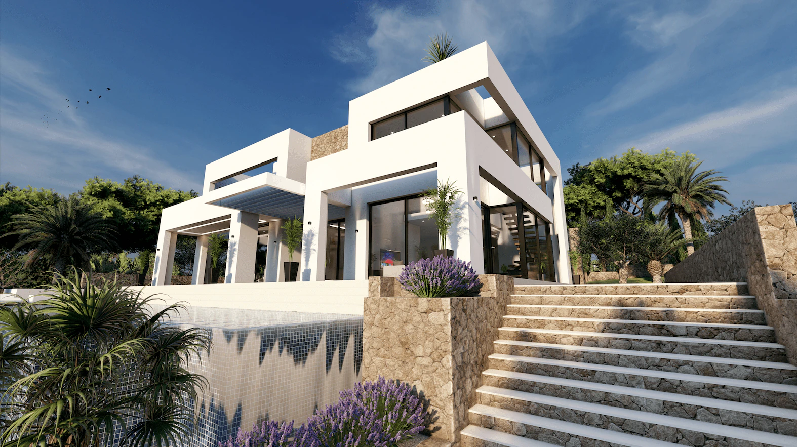 Vue panoramique sur la mer villa moderne à Benissa Costa