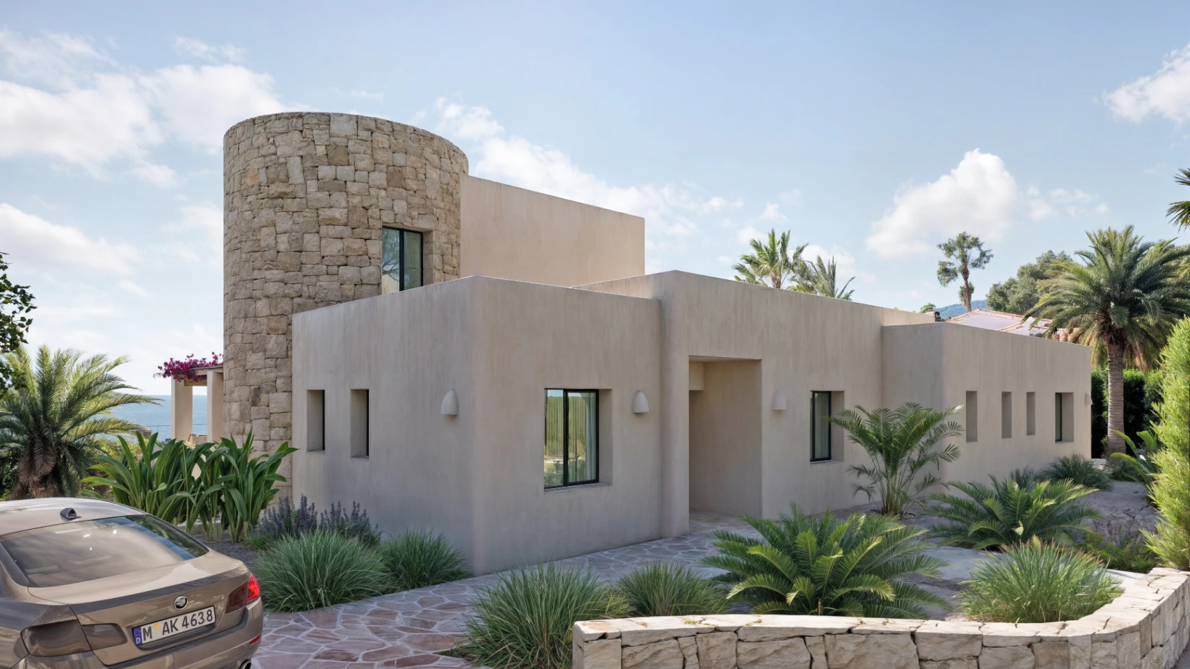 Exclusive Ibiza-style villa with panoramic sea and mountain views in Moraira