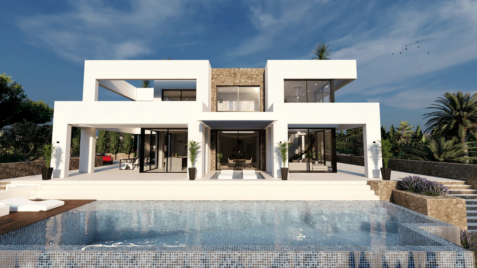 Vue panoramique sur la mer villa moderne à Benissa Costa