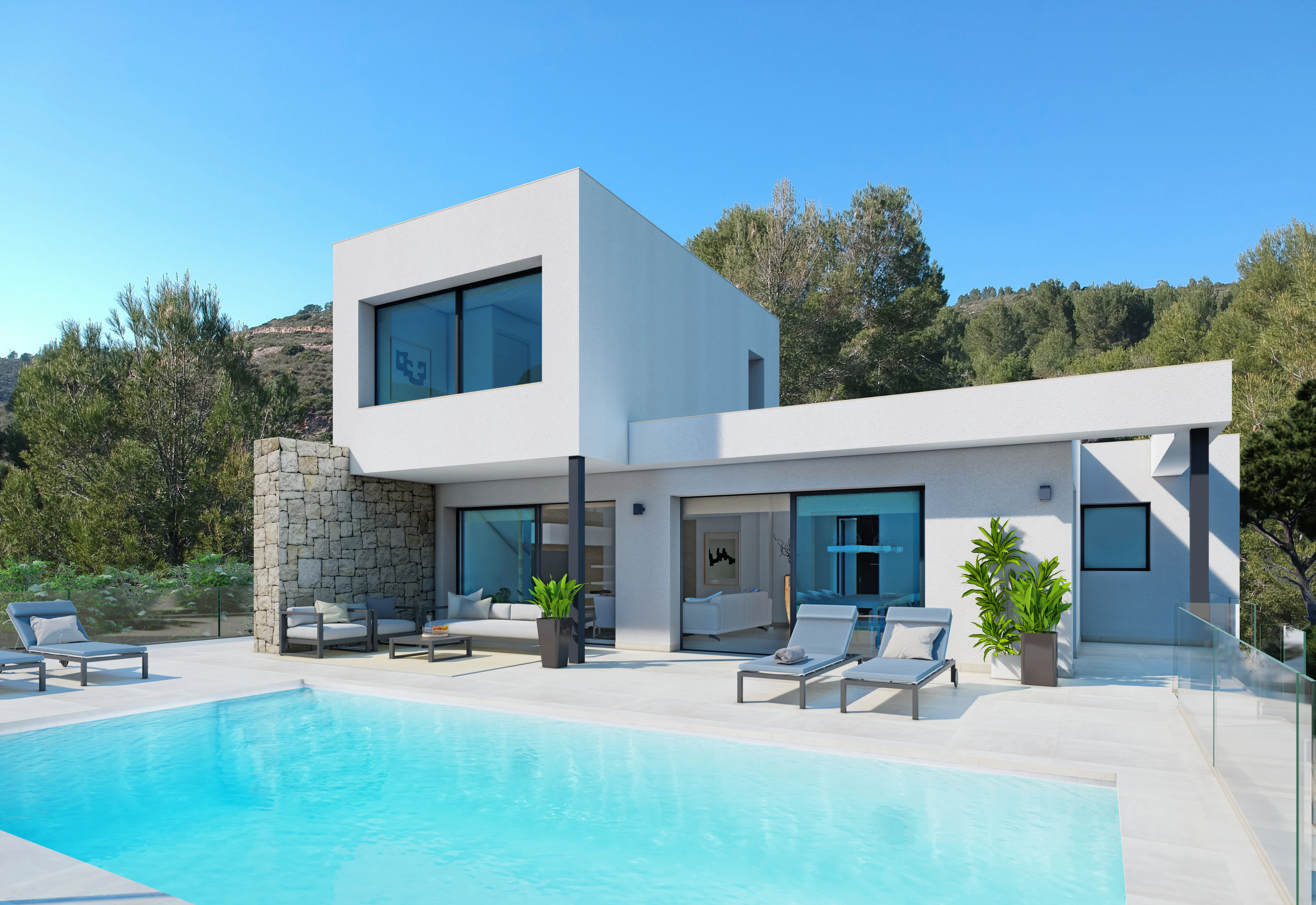 Design villa project in Urbanization Solana II just 12 km from Denia