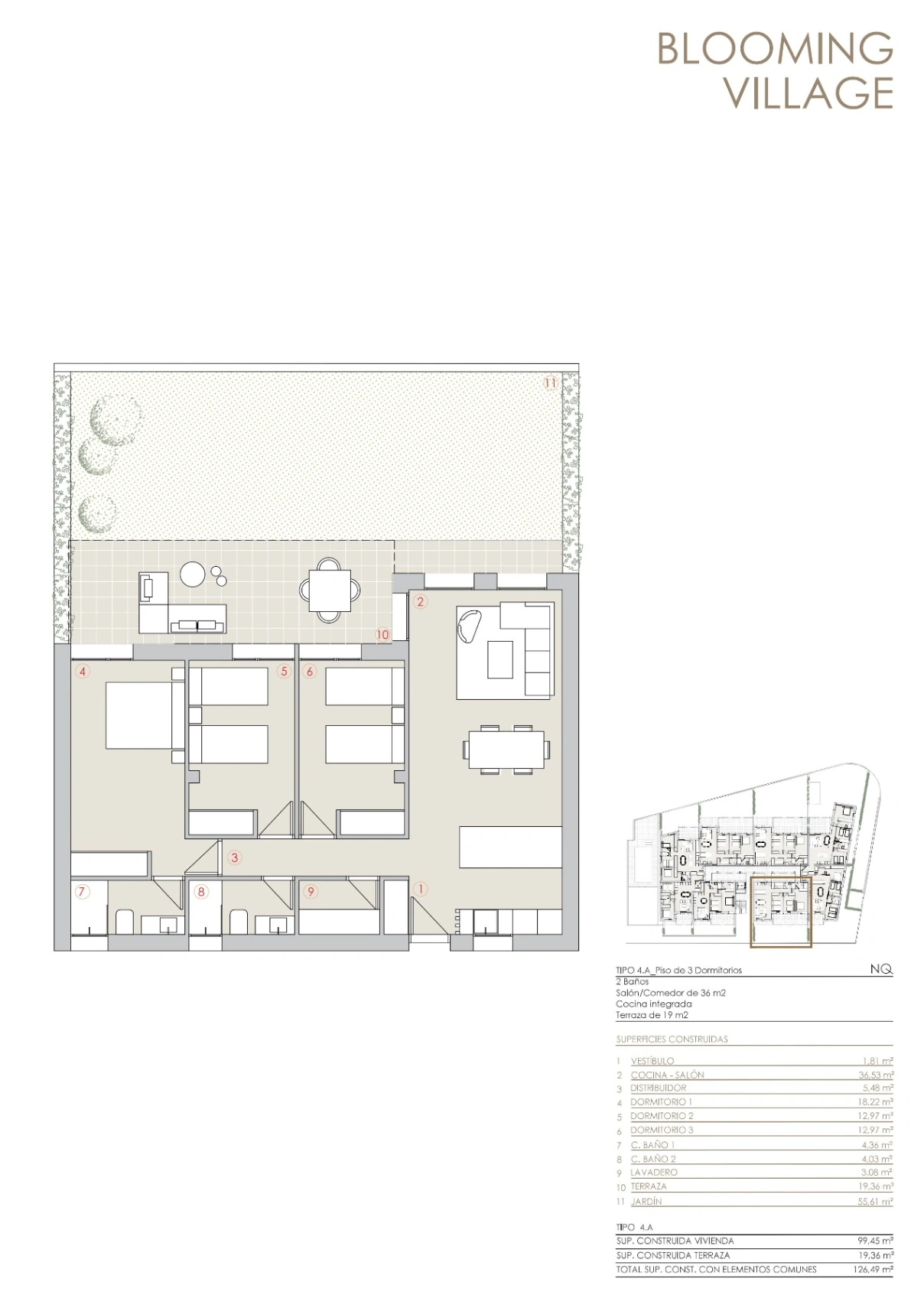 Apartamento bajo en Residencial Blooming Village Jávea.
