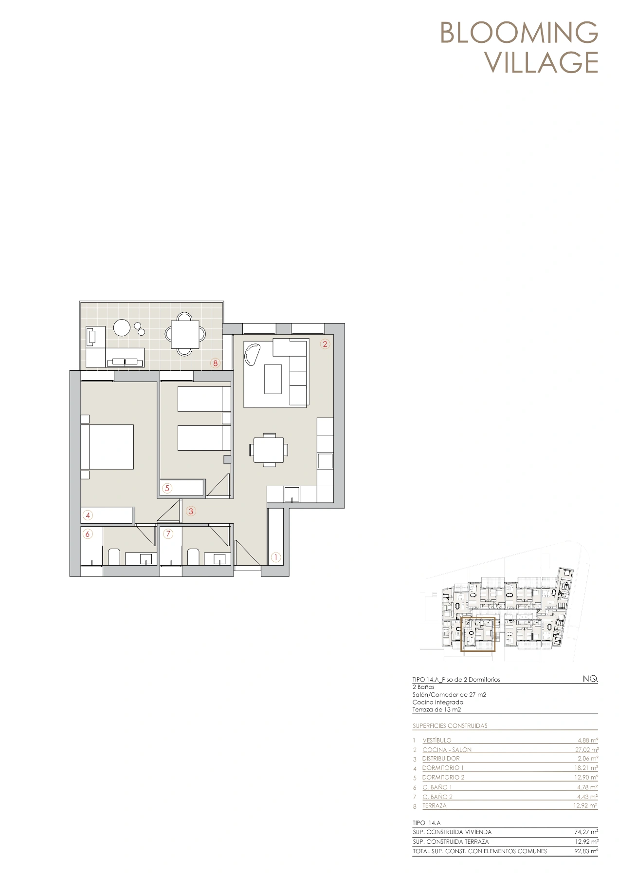 Apartamento con gran terraza en Residencial Blooming Village Jávea.