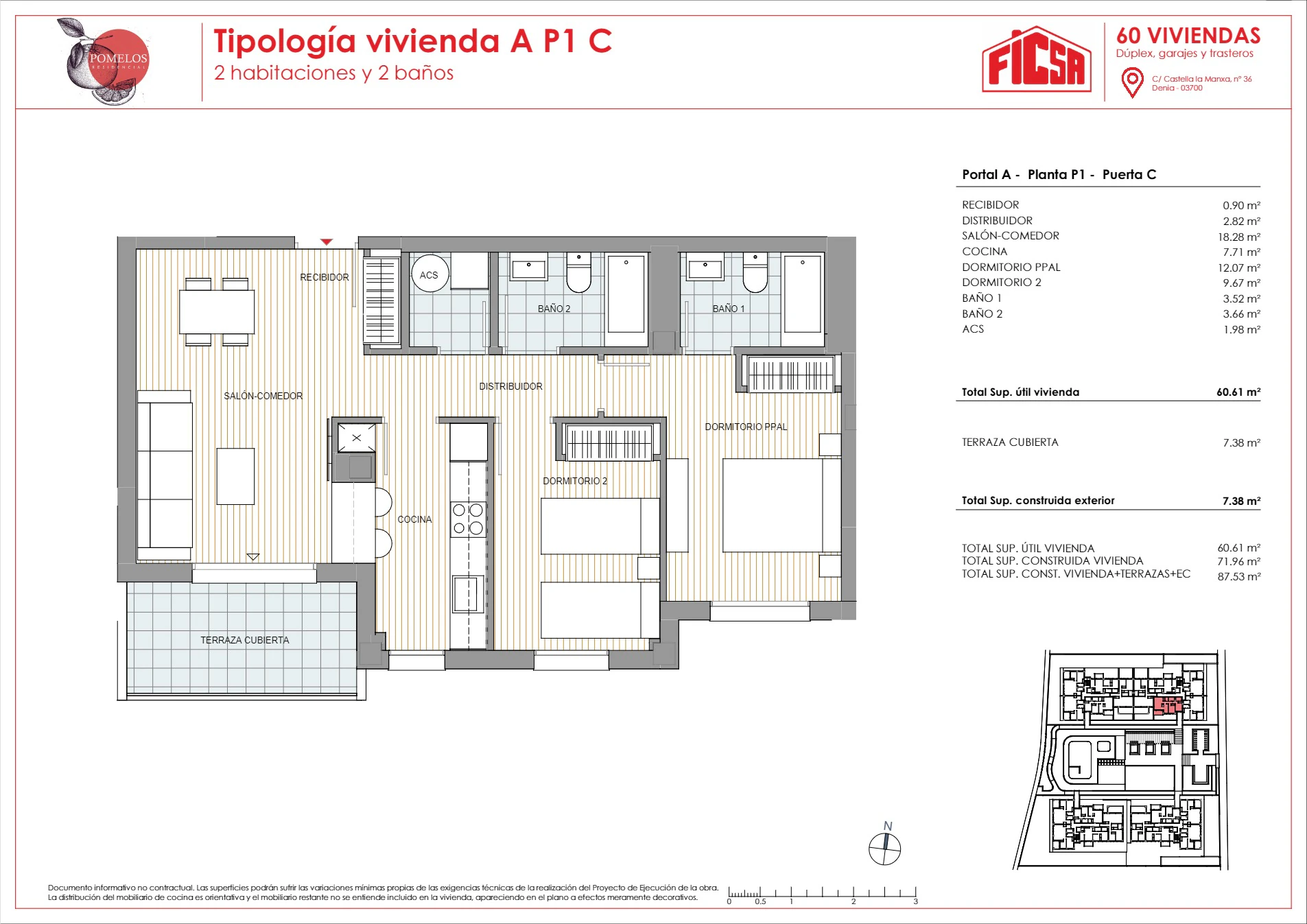 Apartamento de 2 dormitorios en Residencial Los Pomelos.