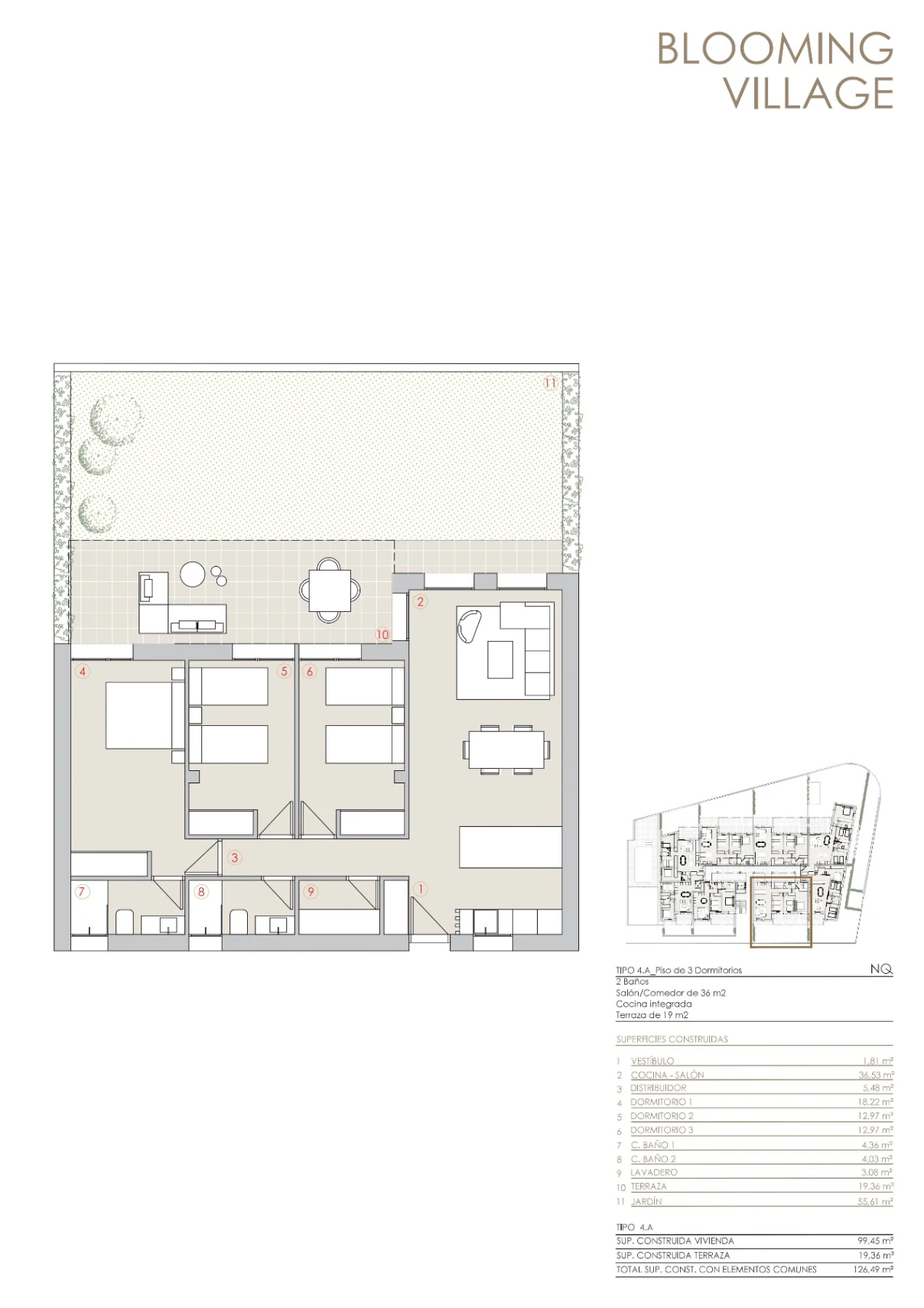 Apartamento bajo en Residencial Blooming Village Jávea.