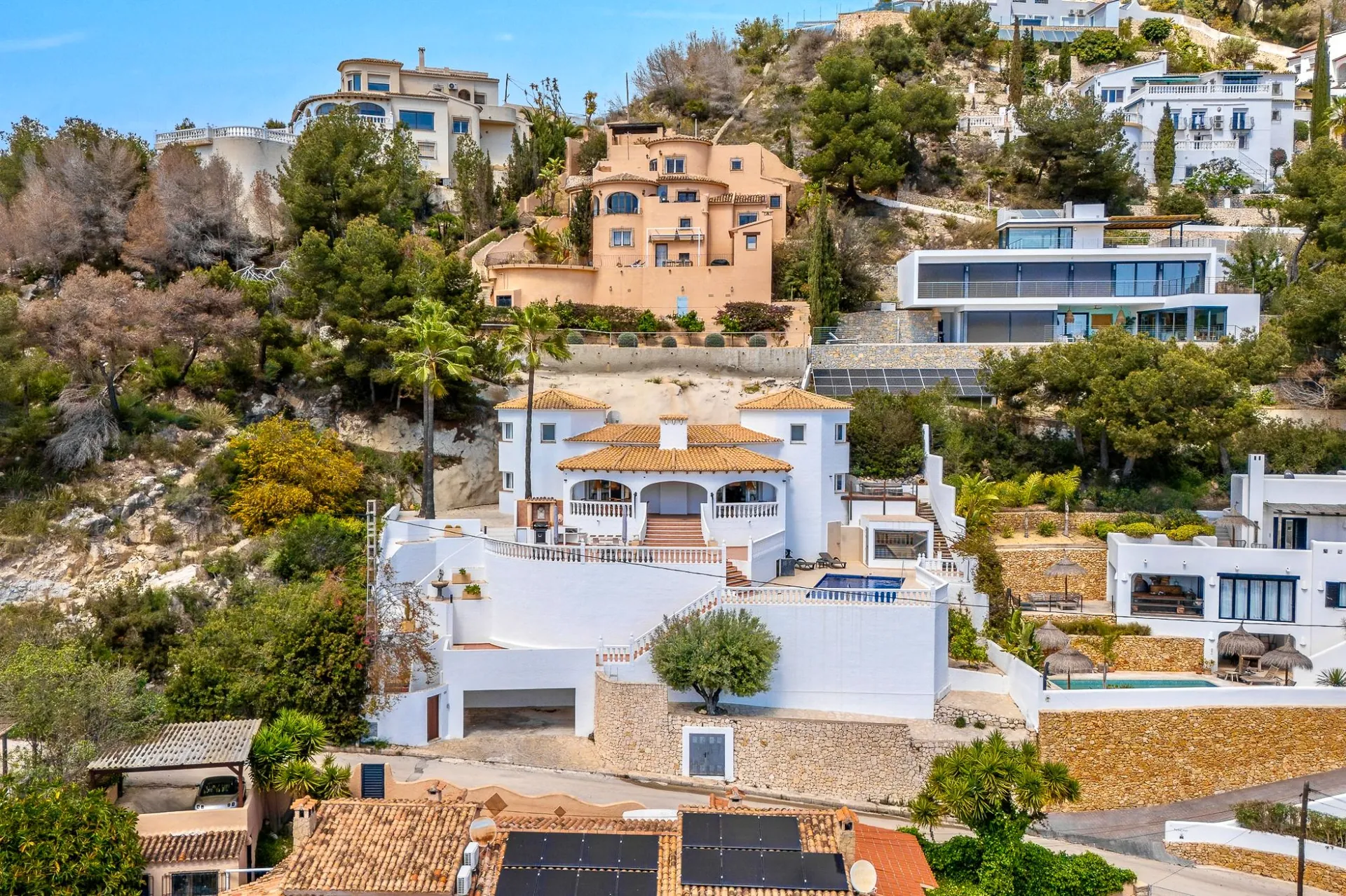 Villa con vistas al mar Mediterráneo con jacuzzi y sauna en venta en Moraira