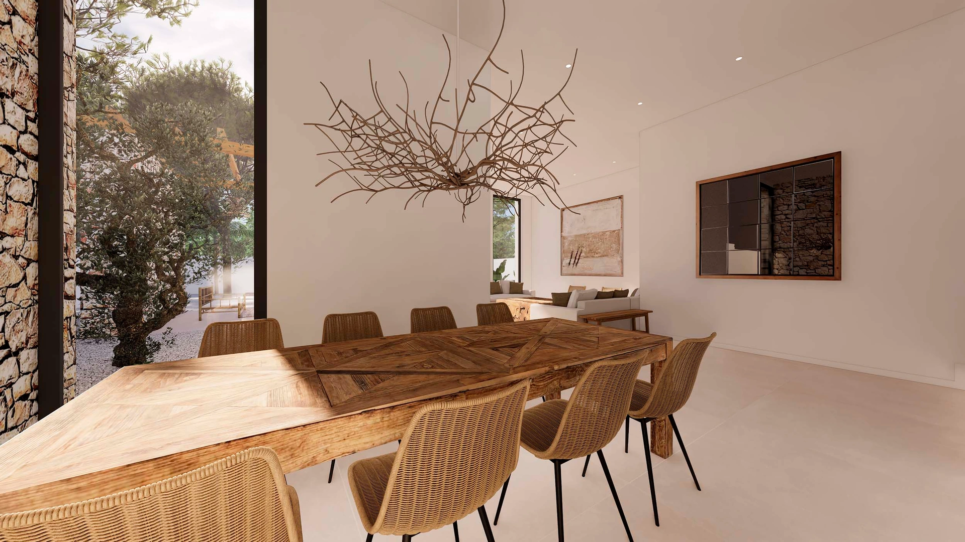 Proyecto de villa de estilo moderno-ibicenco andando al pueblo a la venta en Moraira