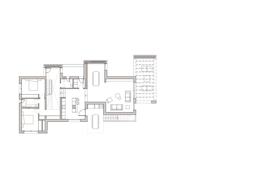 Proyecto de villa de estilo moderno-ibicenco andando al pueblo a la venta en Moraira