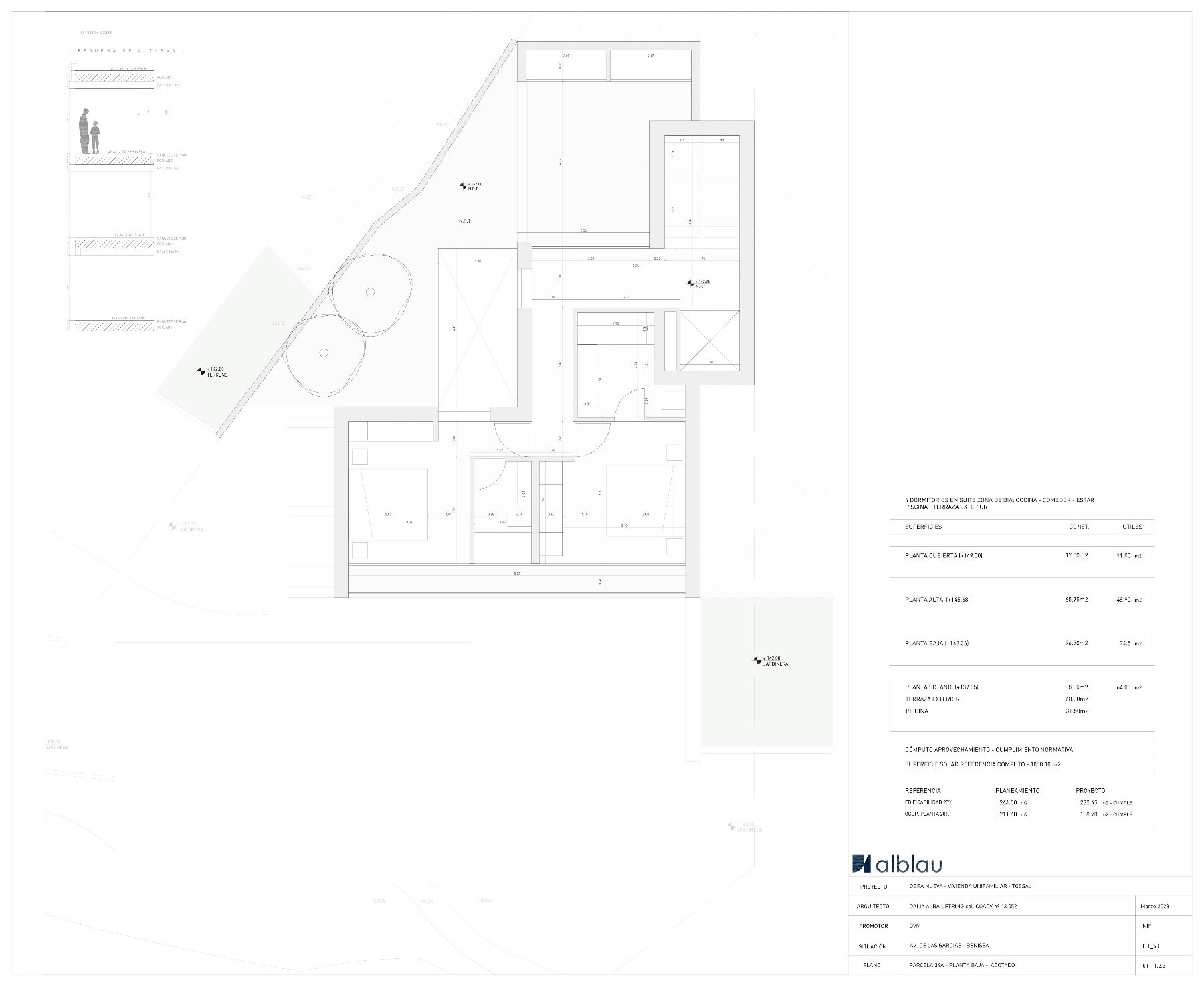 Proyecto de villa de lujo con vistas panorámicas al mar en venta en Benissa.