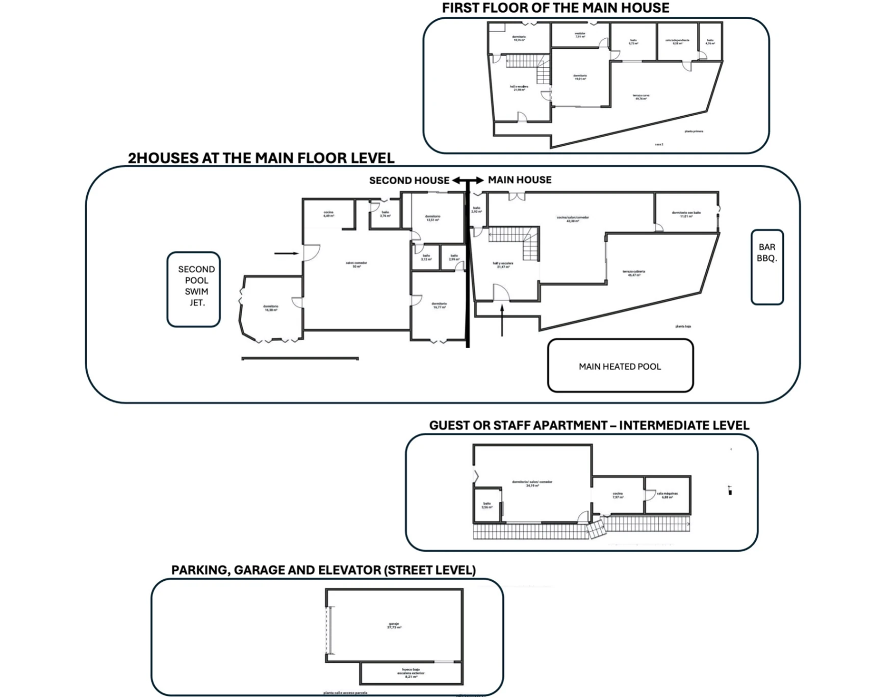 DEUX VILLAS + APPARTEMENT D'INVITÉS. MORAIRA. VUES SUR LA MER