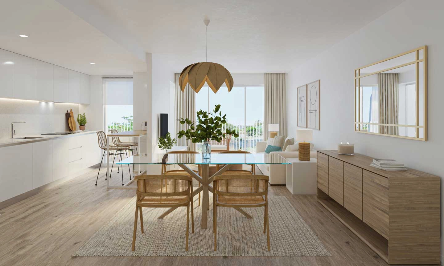 Moderno piso de dos dormitorios en venta en Javea