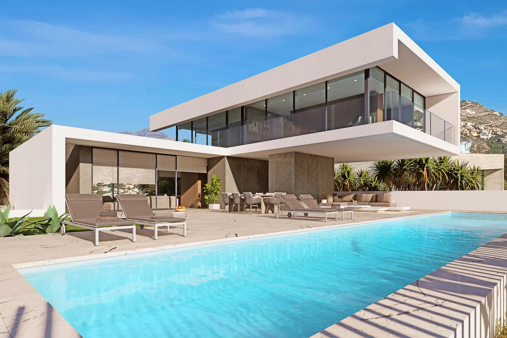 Proyecto de diseño con licencia de obras concedida con vistas panorámicas al mar y a la montaña en venta en Moraira.
