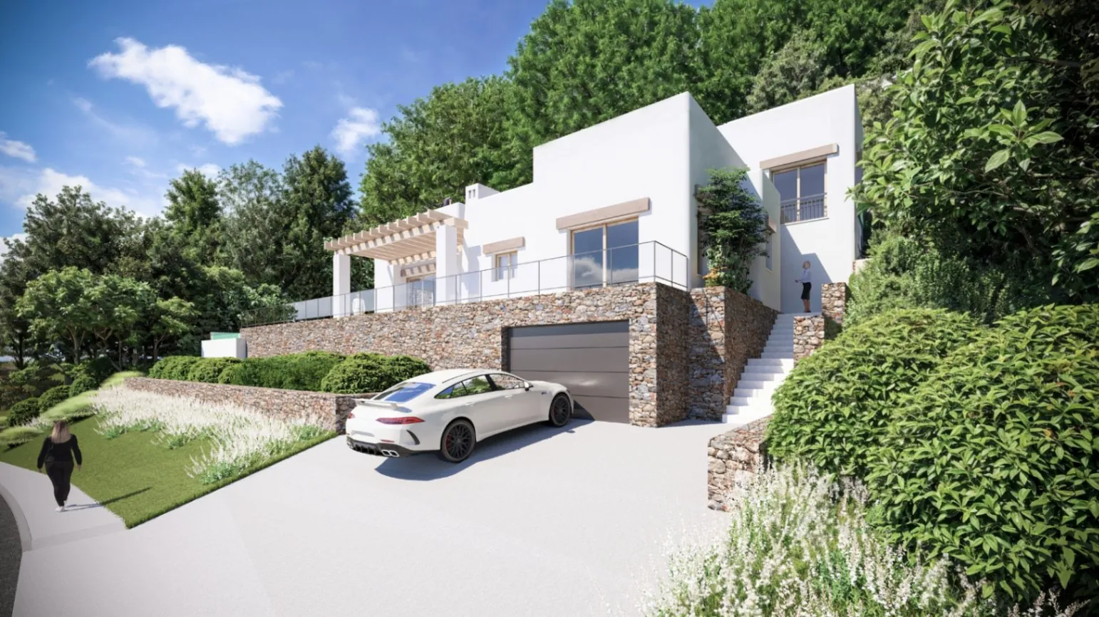 Villa ibicenca elegante con piscina y amplio jardín privado
