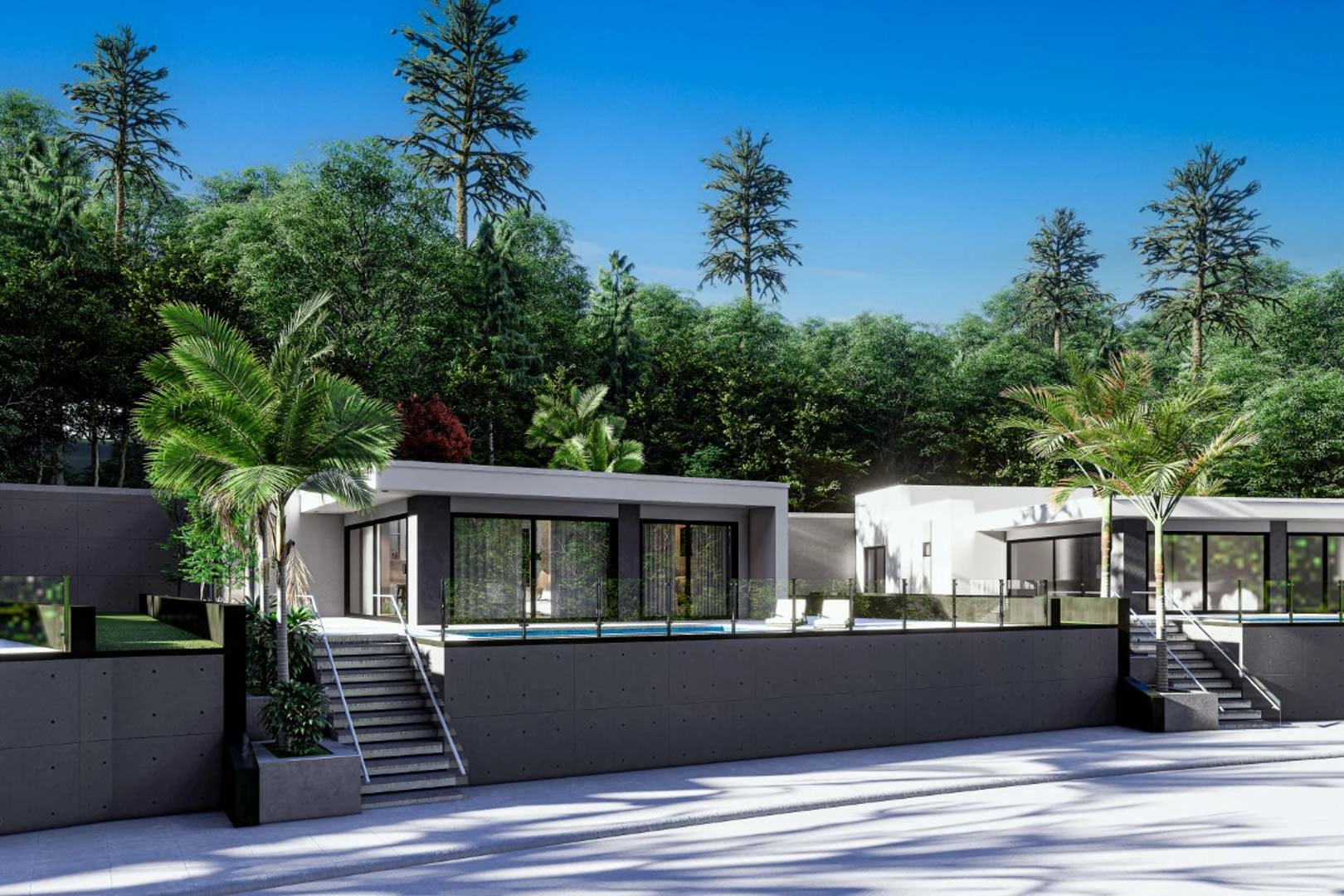 Complejo de villas independientes en construcción con piscina privada y vistas parciales al mar a la venta en pedreguer.