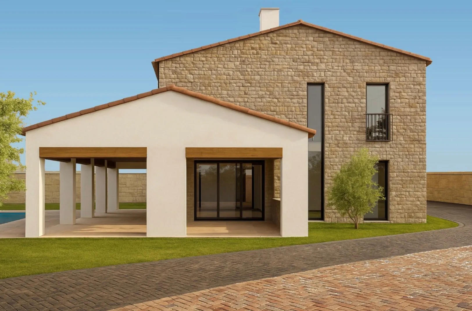 Traditional villa project with building permit for sale on a large plot in Benissa.