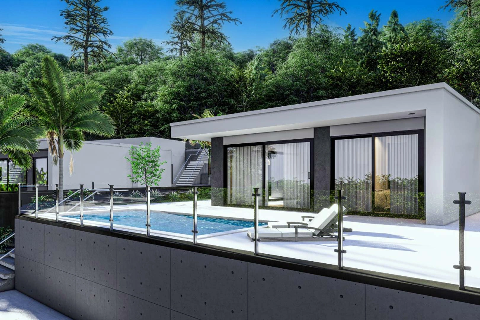 Complejo de villas independientes en construcción con piscina privada y vistas parciales al mar a la venta en pedreguer.