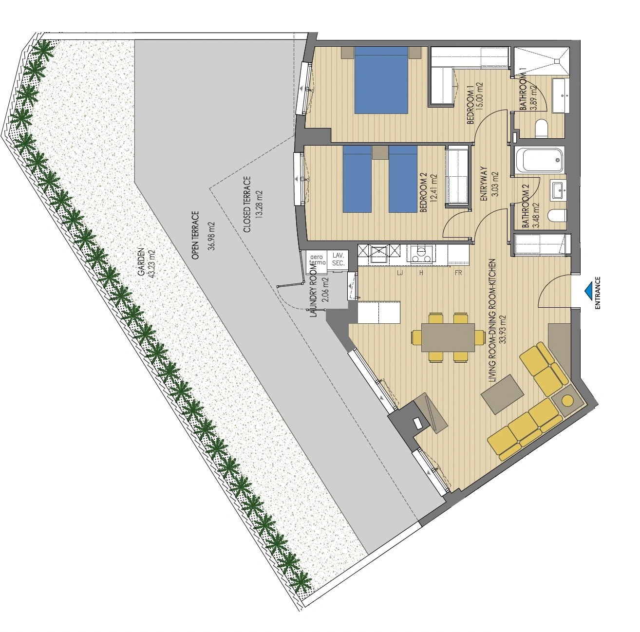 Appartement neuf au rez-de-chaussée, dans un emplacement exclusif.