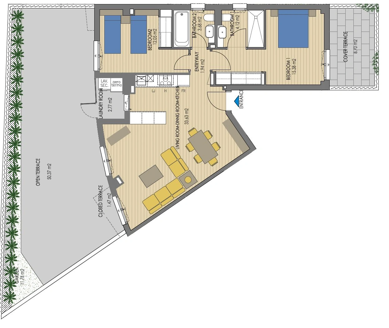 Appartement neuf au rez-de-chaussée, dans un emplacement exclusif.
