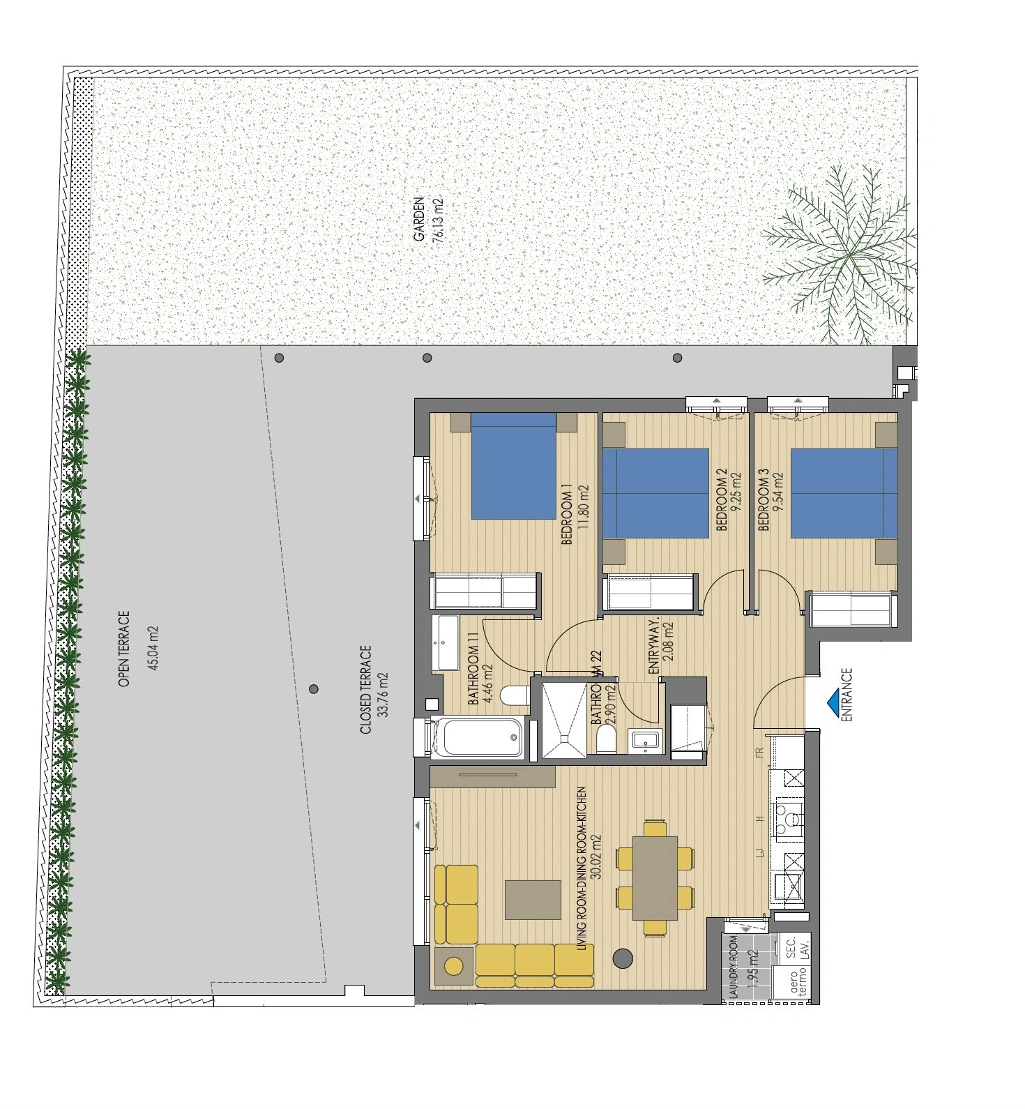Appartement neuf au rez-de-chaussée, dans un emplacement exclusif.