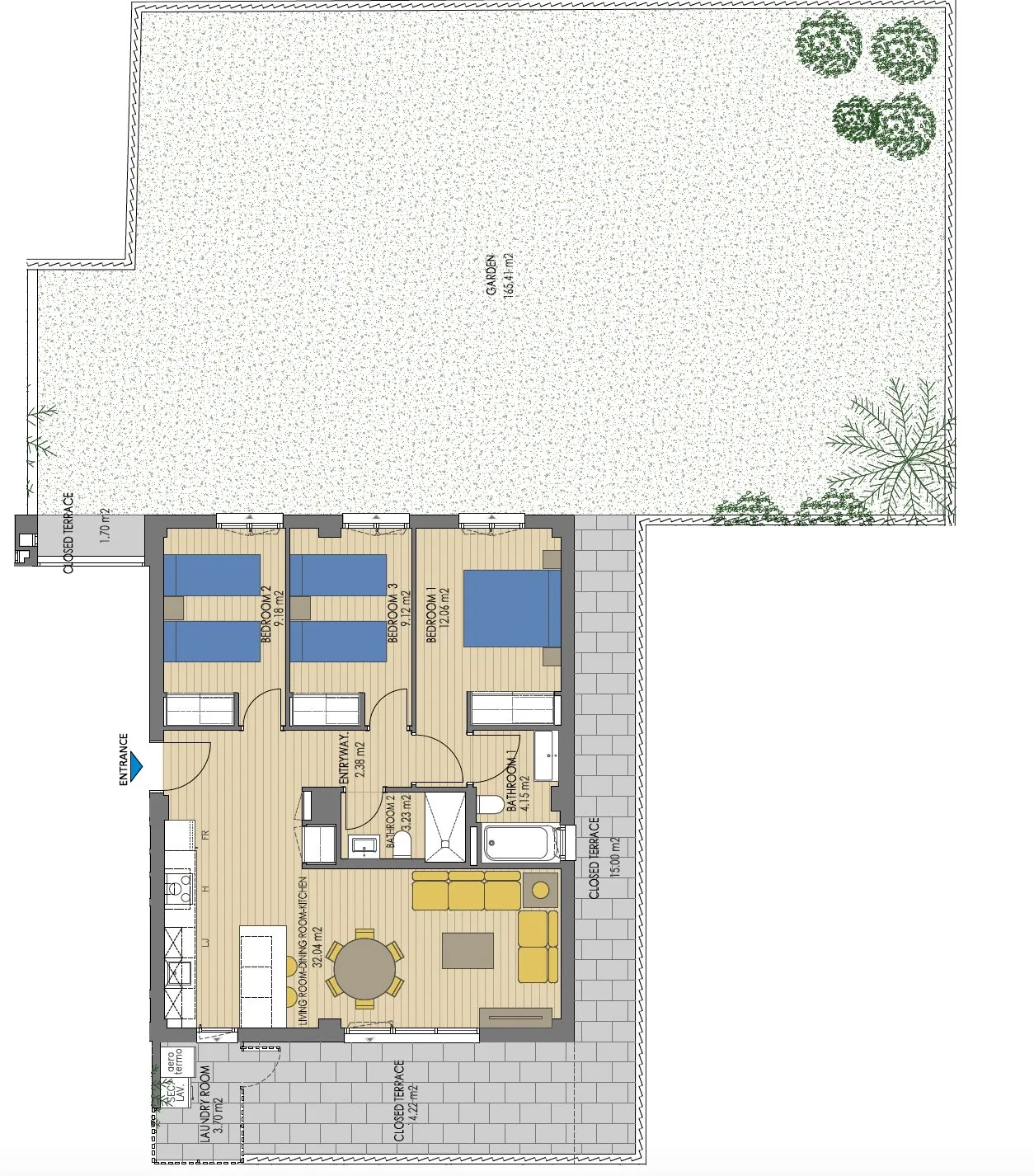 Appartement neuf au rez-de-chaussée, dans un emplacement exclusif.