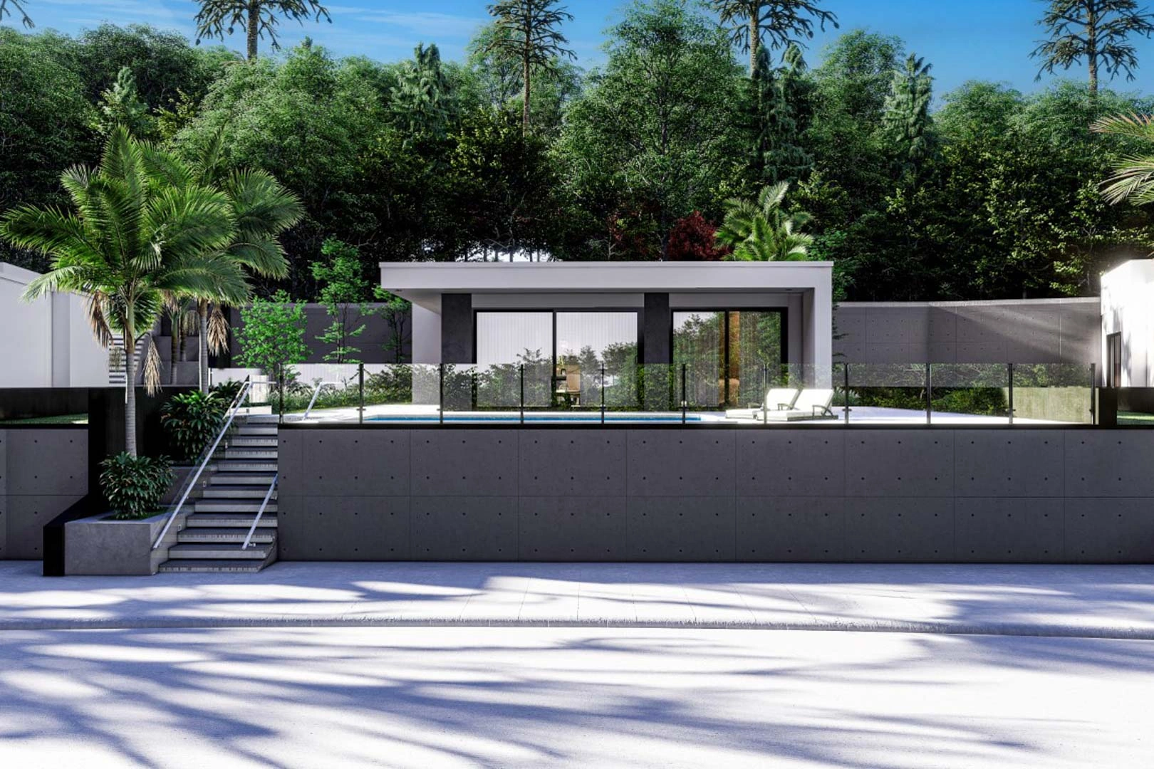 Complejo de villas independientes en construcción con piscina privada y vistas parciales al mar a la venta en pedreguer.