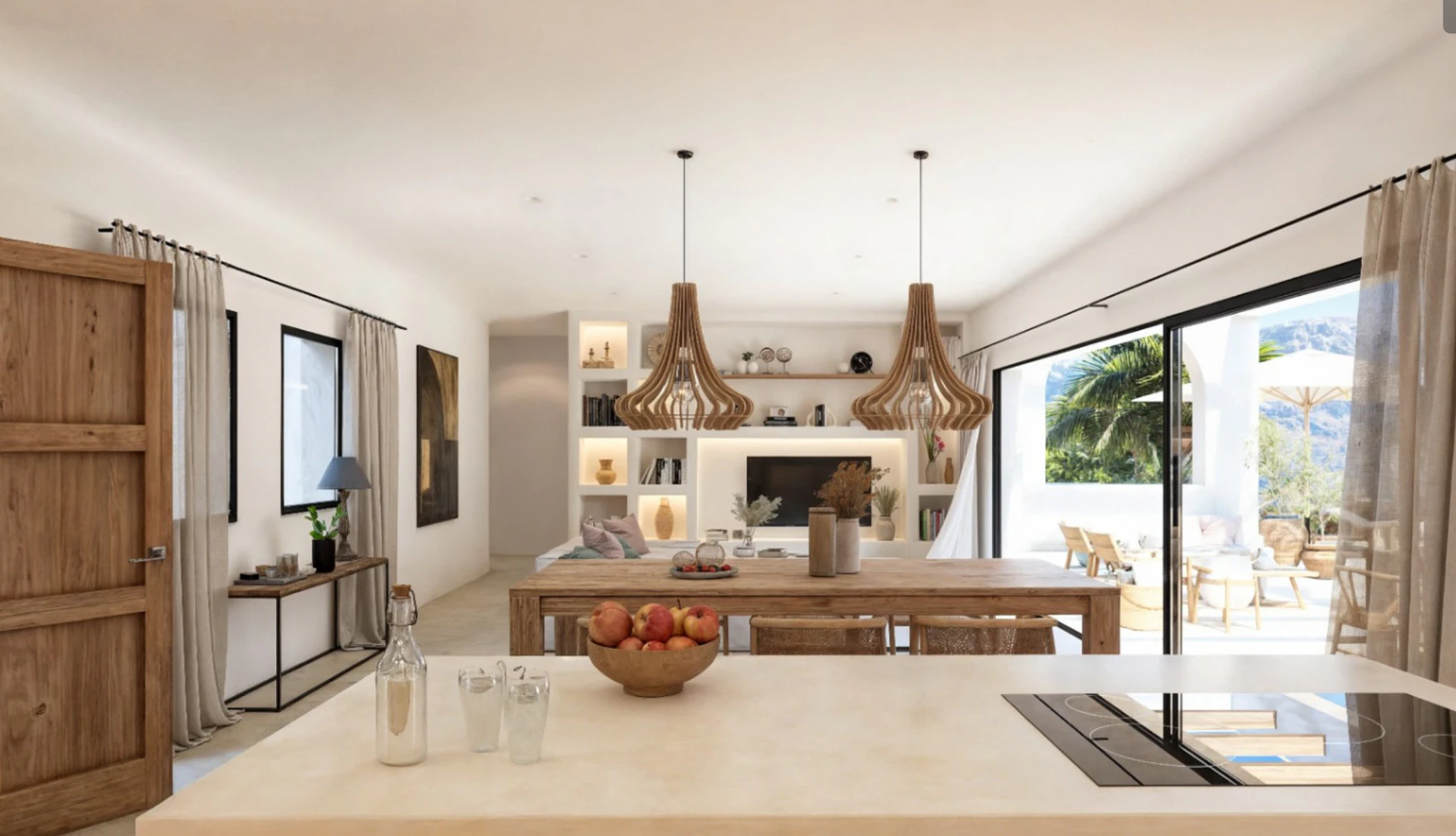 Villa ibicenca de obra nueva con vistas panorámicas en Pedreguer