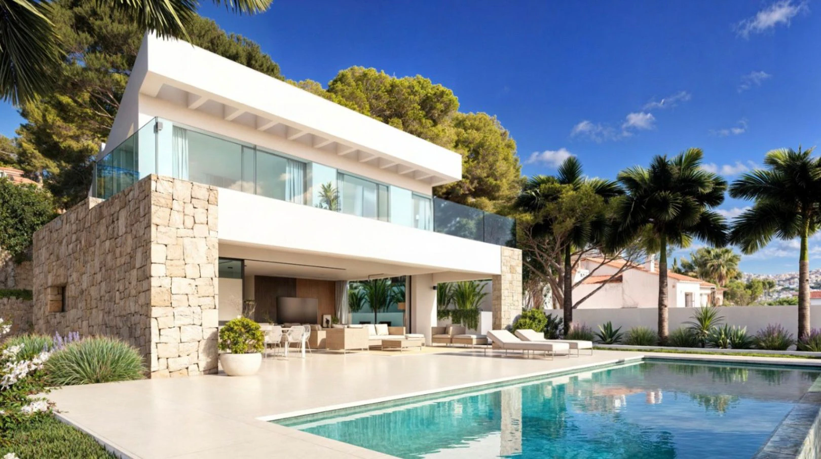 Elegante villa de obra nueva con vistas panorámicas al mar