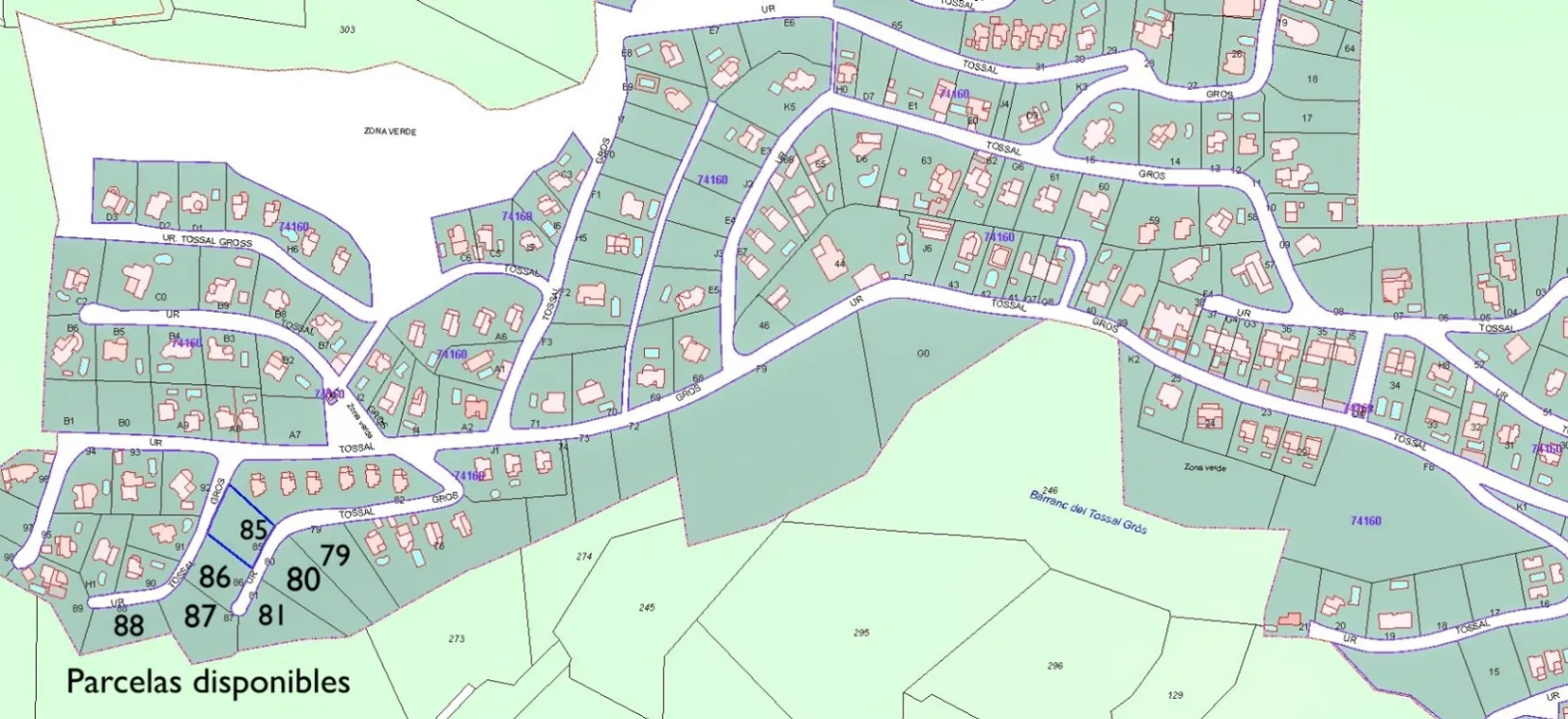 Parcelas urbanas consolidadas en venta Urbanización Tossal Gros en la Font d'En Carros (Costa Blanca)
