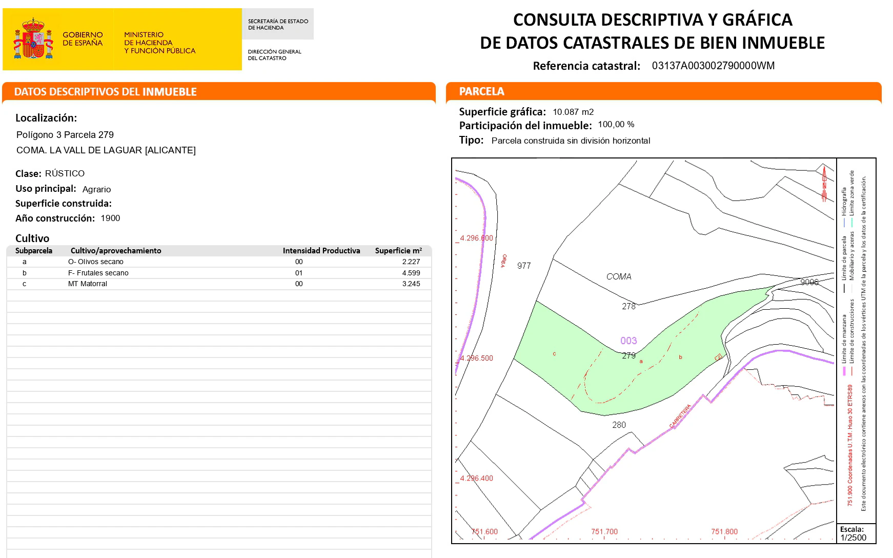 001208 - Parcela de 10.087m2 en venta Laguar (Costa Blanca)