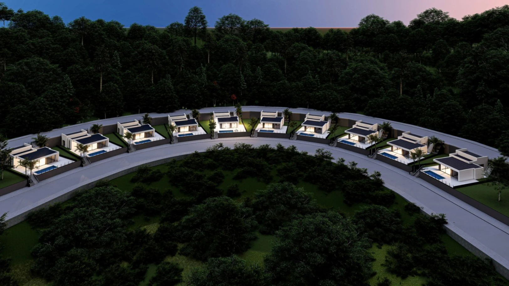 Project of 10 single-family homes with a pool in Pedreguer
