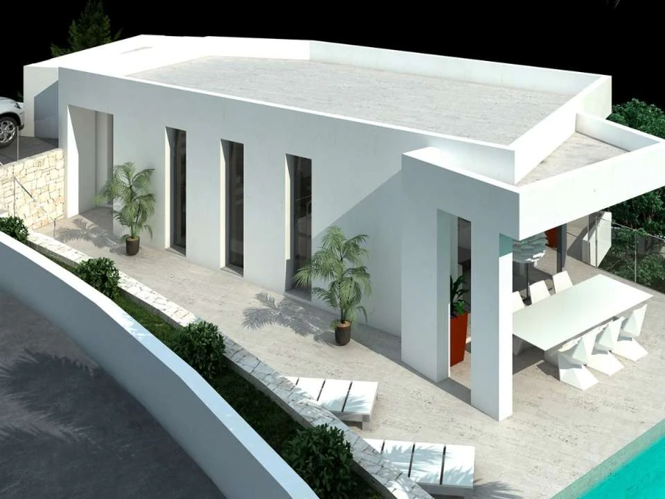 Villa de obra nueva con preciosas vistas abiertas en venta en Benimeit, Moraira