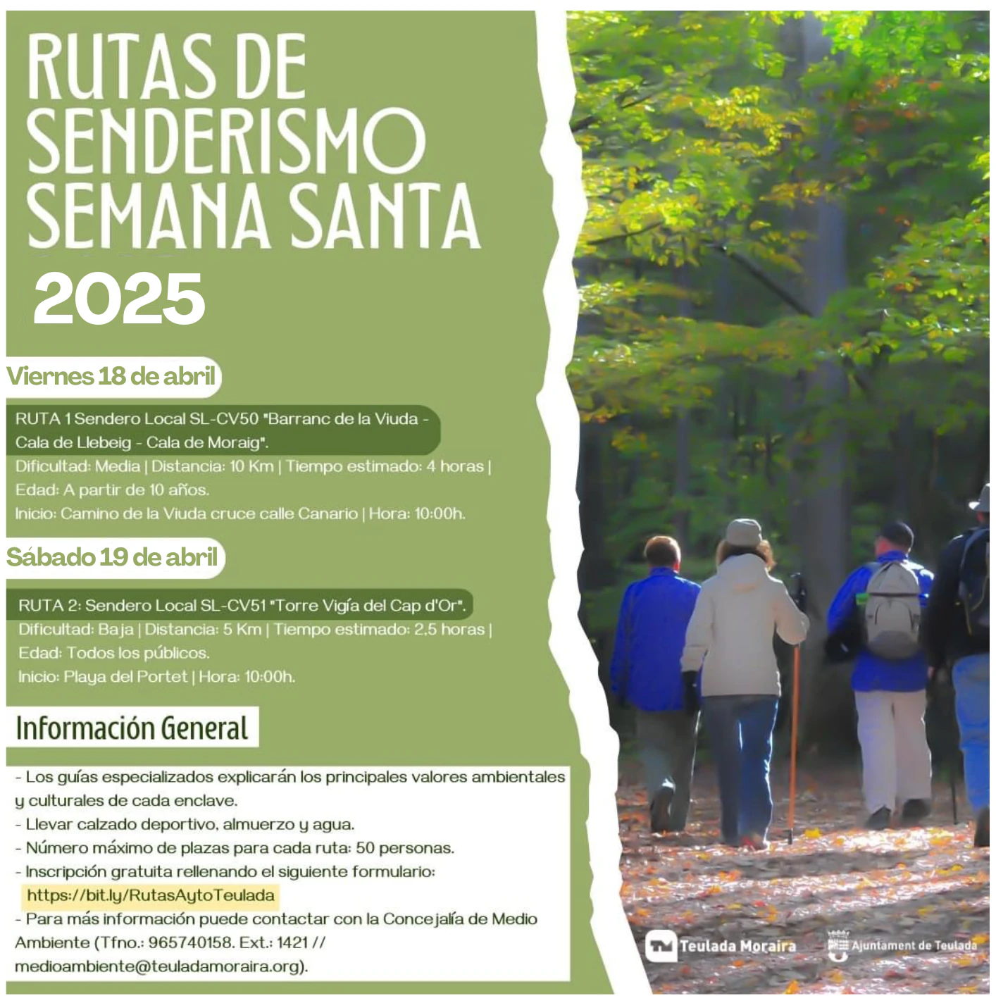 RUTAS GUIADAS GRATUITAS DE SENDERISMO SEMANA SANTA 2025