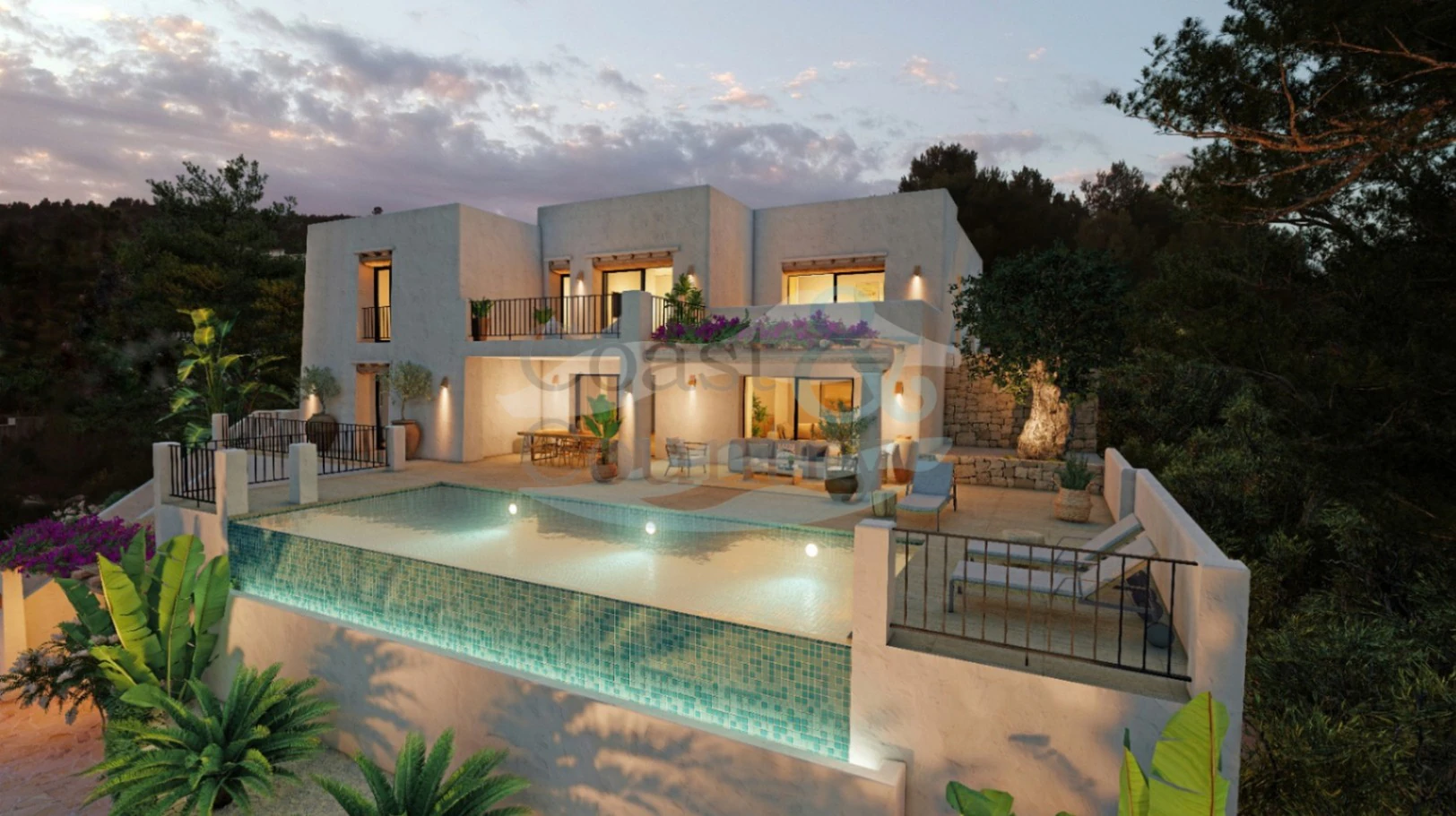 Ibicencan villa med panoramautsikt över havet till salu i Moraira